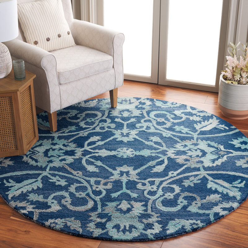 Lyeland Tufted Performance Performance Floral Rug, Round 6'