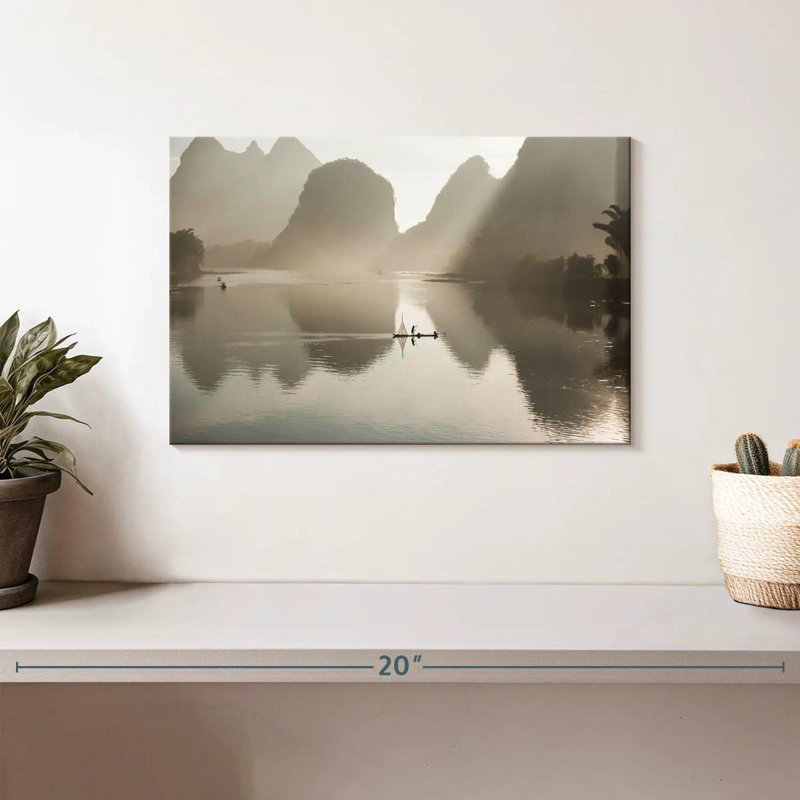 Ravi Li River Mountain Scene, 8" H x 12" W