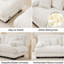 Canapé 2 places en chenille blanche moelleuse avec assises profondes et coussins moelleux pour salon-1007399083