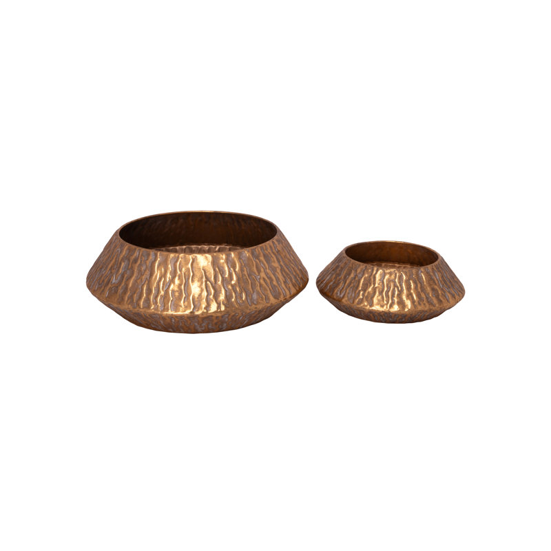 Metal Planter Set of 2 Gold-5.00"H