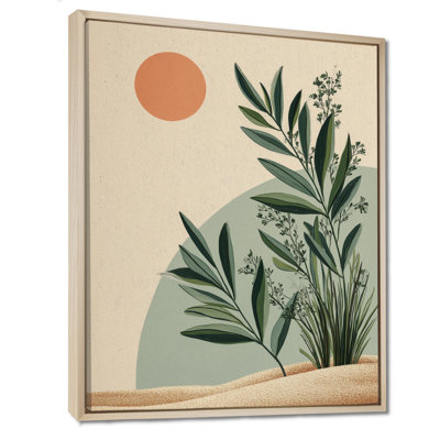 «Earth Tones Minimalisme Ferns Composition», reproduction d'art sur toile encadrée, art botanique vert