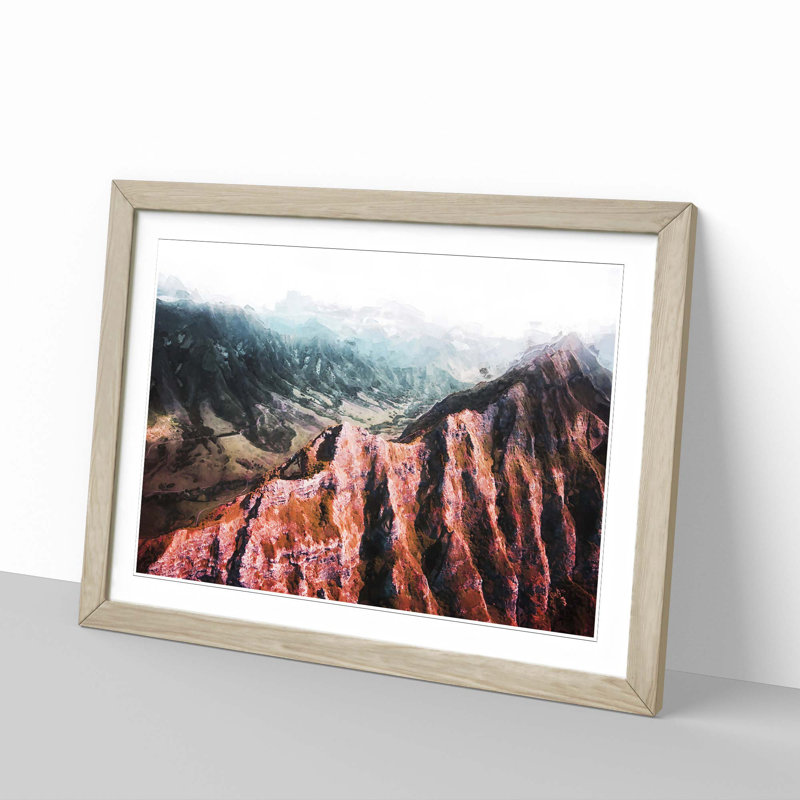 Mountains in Hawaii in Abstract - Framed Print, 62cm H x 87cm W x 2cm D, Oak Framed