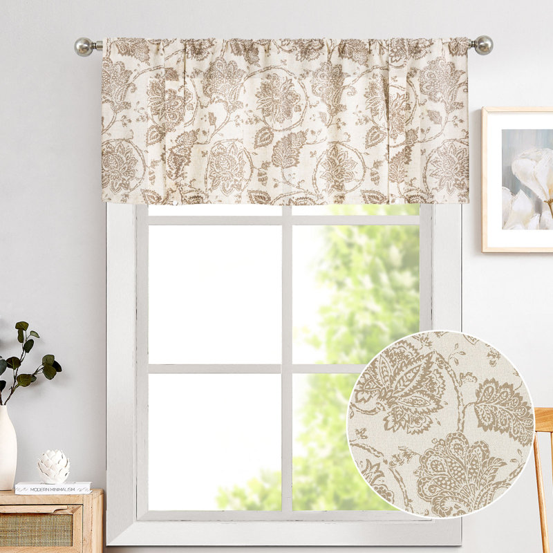 Chappory Floral Window Valance, Taupe, 50" W x 20" L