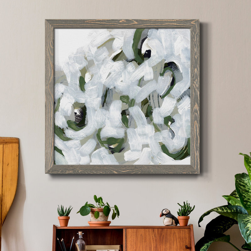 Snow Lichen I-Premium, toile encadrée - prête à être accrochée, H 20 po x l 20 po x P 1,5 po, Encadré gris
