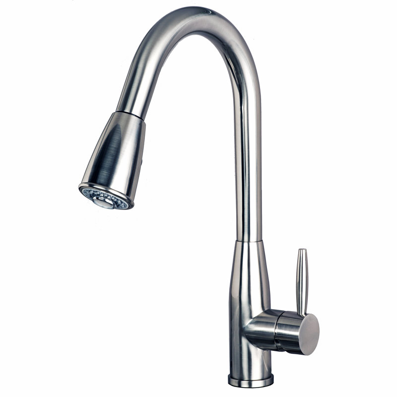 Single Handle Pull Down Kitchen Faucet, Stainless Steel, Without Soap Dispenser