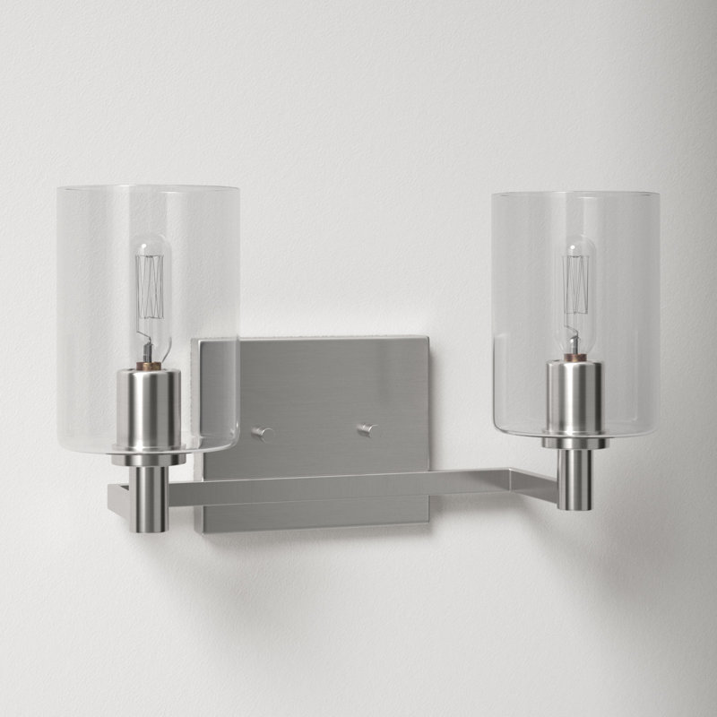 Haines 2 Light Transparent Dimmable Vanity Light, Brushed Nickel