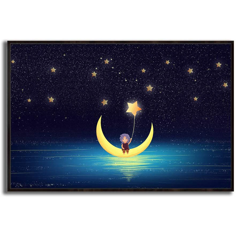 Impression sur toile, "Dreamland" - cadre flottant, H 24 po x l 36 po x 1,5 po, Cadre noir