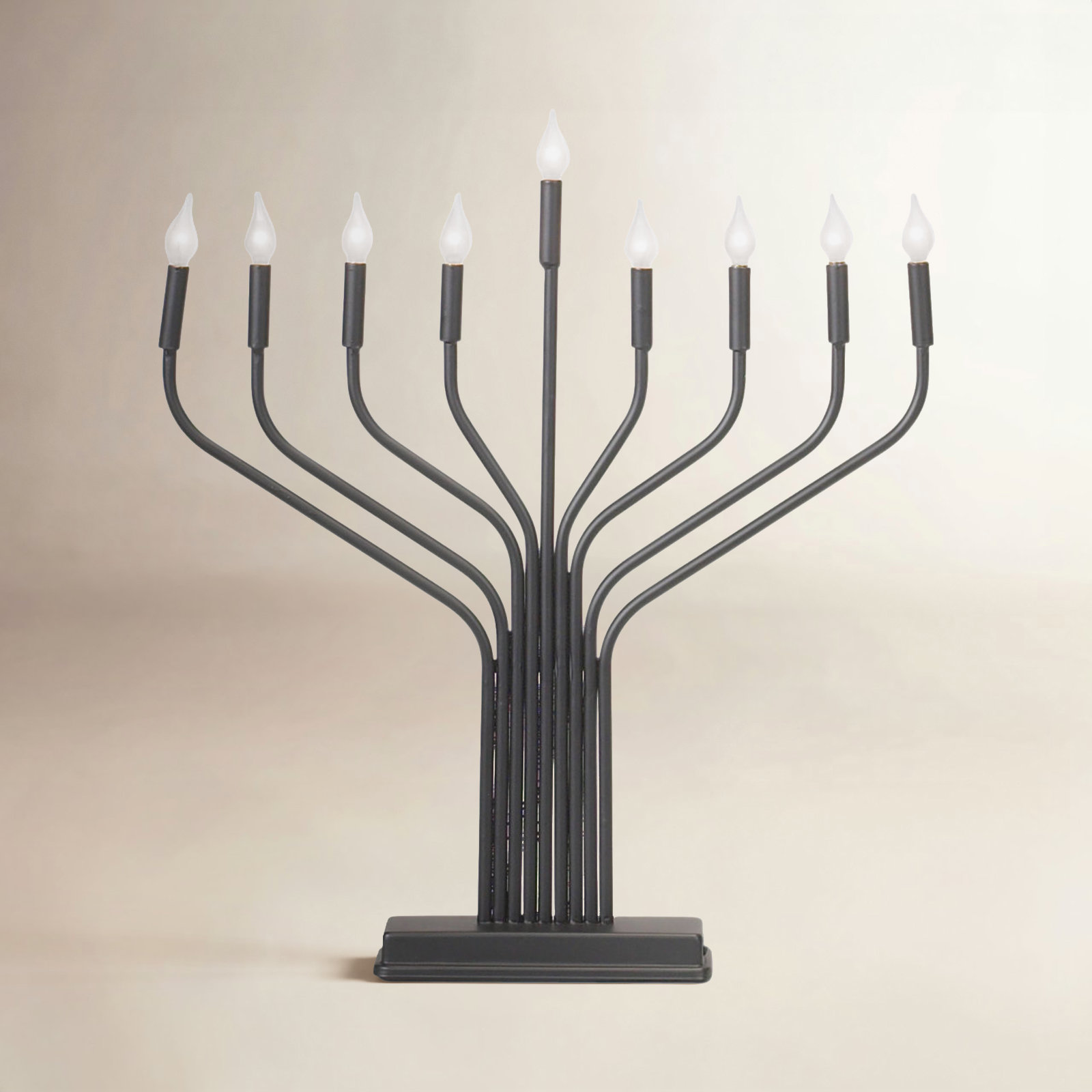 Metal Menorah, Black, 23" H x 16" W x 3" D