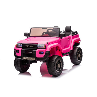 24V Licensed Toyota 2-Seater Kids Ride On Car with Remote Control, 4WD/2WD Switch, LED Lights, Bluetooth & Shovel, ASTM/CPSIA Certified for Kids Over 3 Years Old, Max 110 LBS, Pink