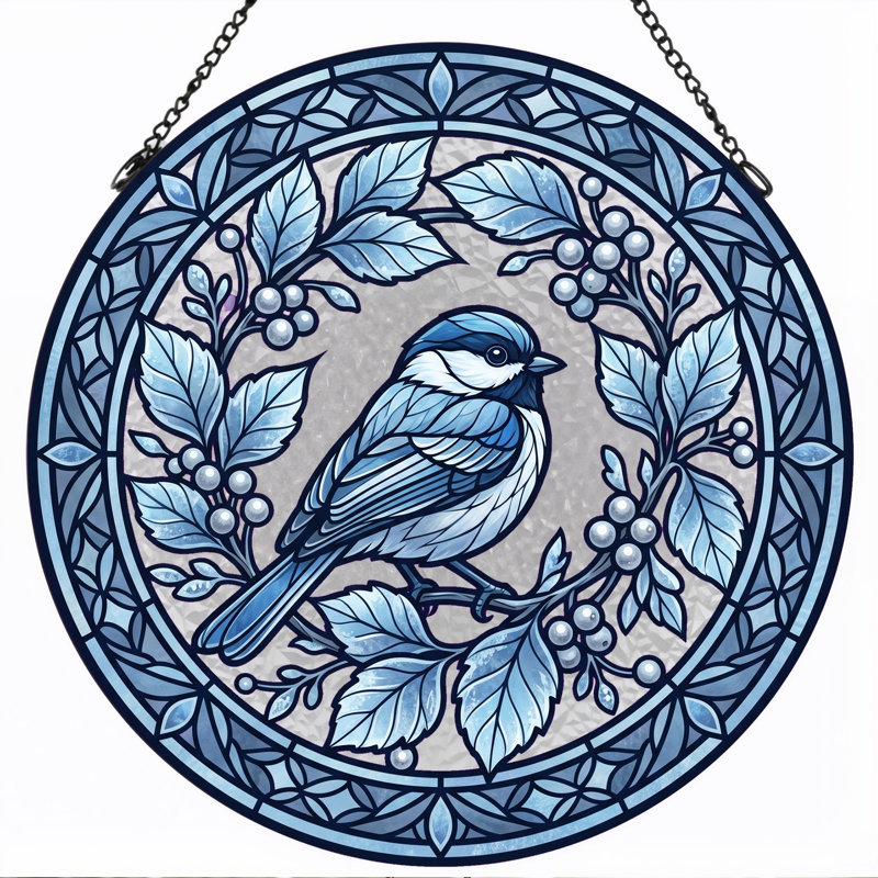 Panneau de vitrail Blue Bird, 7,8 H, 7.8"H