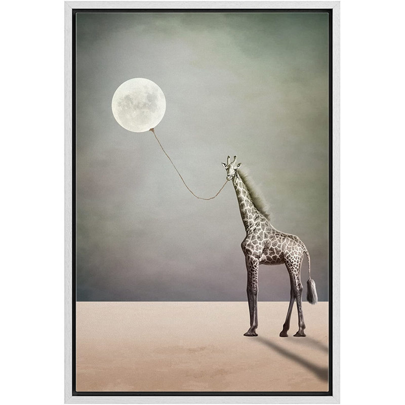 Idea4wall, reproduction d'art sur toile encadrée, lune lunaire, girafe, paysage, fantaisie et science-fiction, illustrations abstraites, art moderne, paysage bohémien, salon, chambre à coucher, bureau