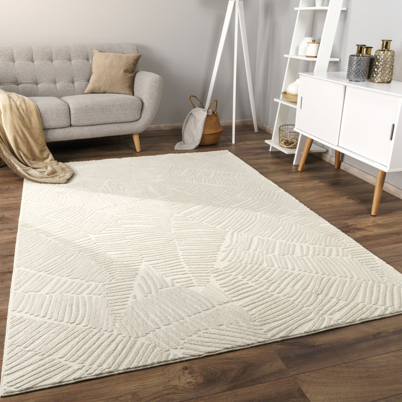 Lynell Geometric Area Rug, Rectangular 80cm x 150cm, Light Beige