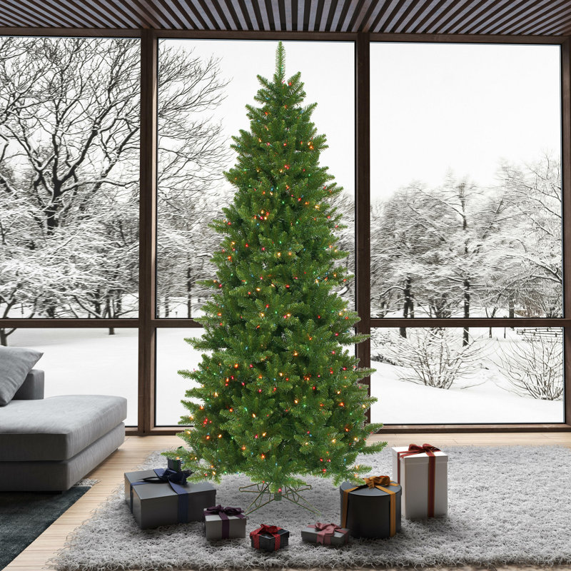 Camdon Fir Slim Artificial Christmas Tree, Unlit, Not Pre-Lit, 8.5' H