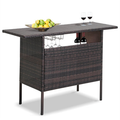 Antigo Rectangular Wicker/Rattan Outdoor Bar Counter Table by Mercury Row