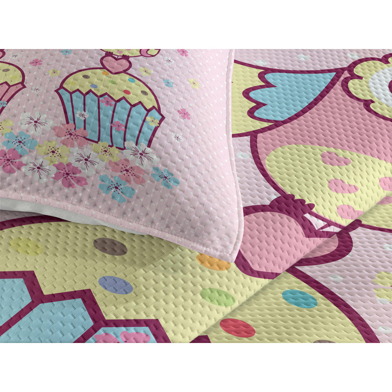 Owl Polyester Coverlet, King Bedspread + 2 Shams