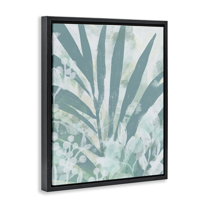 «Palm Frond Splatter» par June Erica Vess, Cadre flottant noir de jais, H 21 po x l 17 po