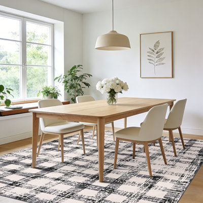 Tapis à carreaux, tapis géométrique moderne lavable, tapis doux antidérapant pour chambre à coucher, salon, salle à manger