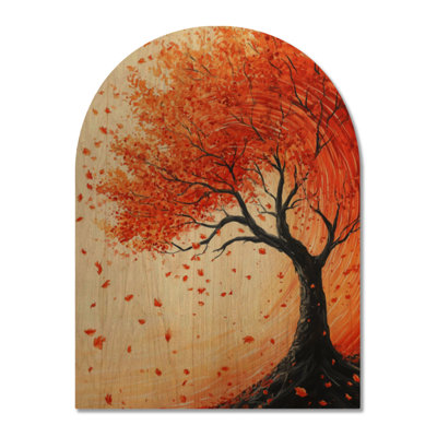 Décoration murale érable d'automne en mouvement - Bois arqué rustique
