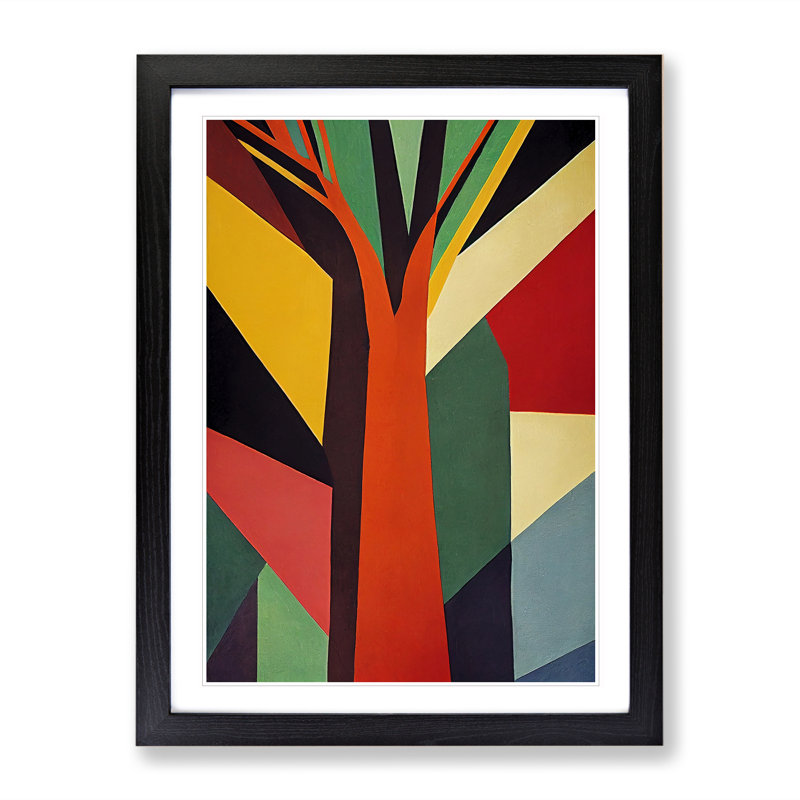 Bold Abstract Tree No.5 - Single Picture Frame Painting, Black, 64cm H x 46cm W x 2cm D