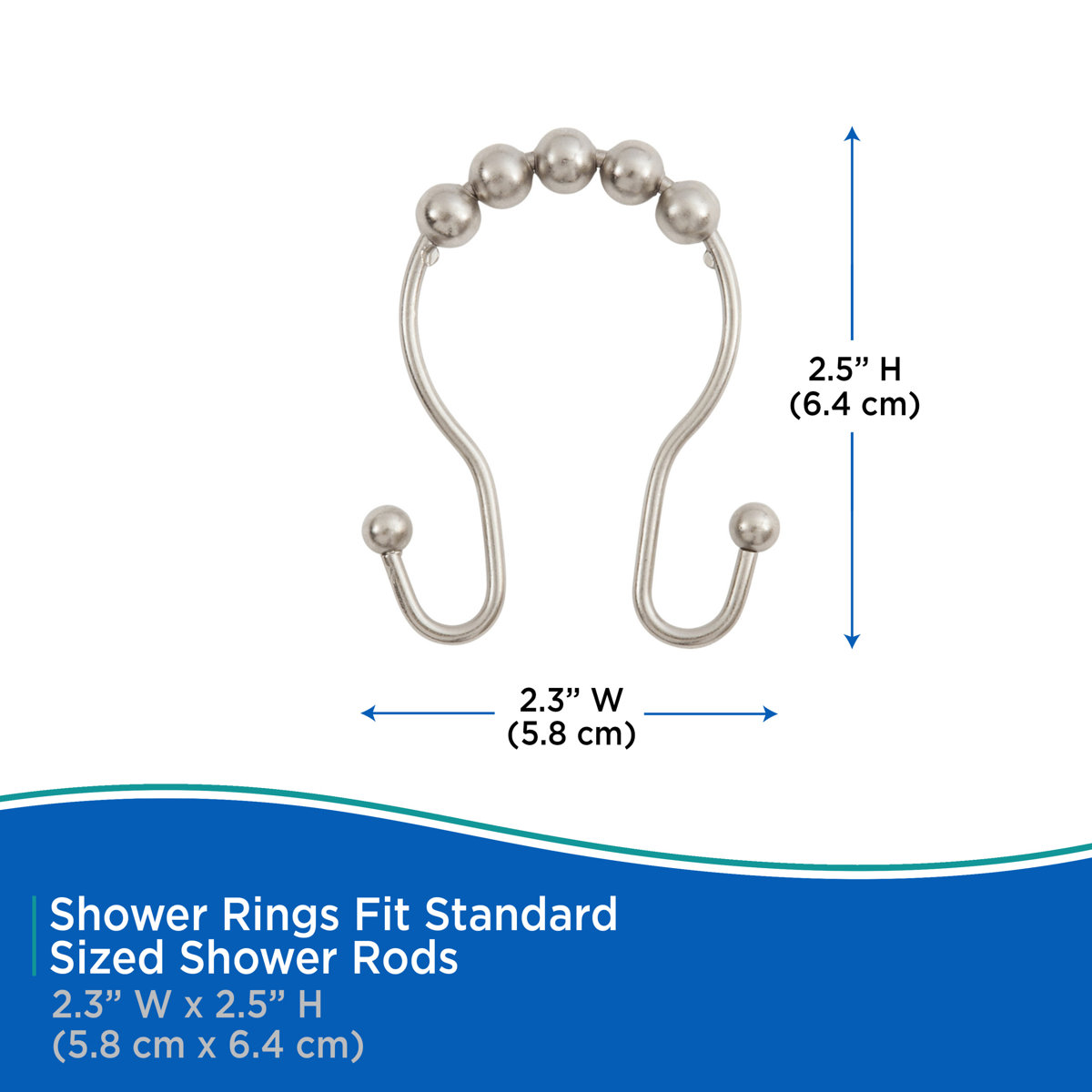 Metal Rust Resistant Shower Curtain Hook (Set of 12)