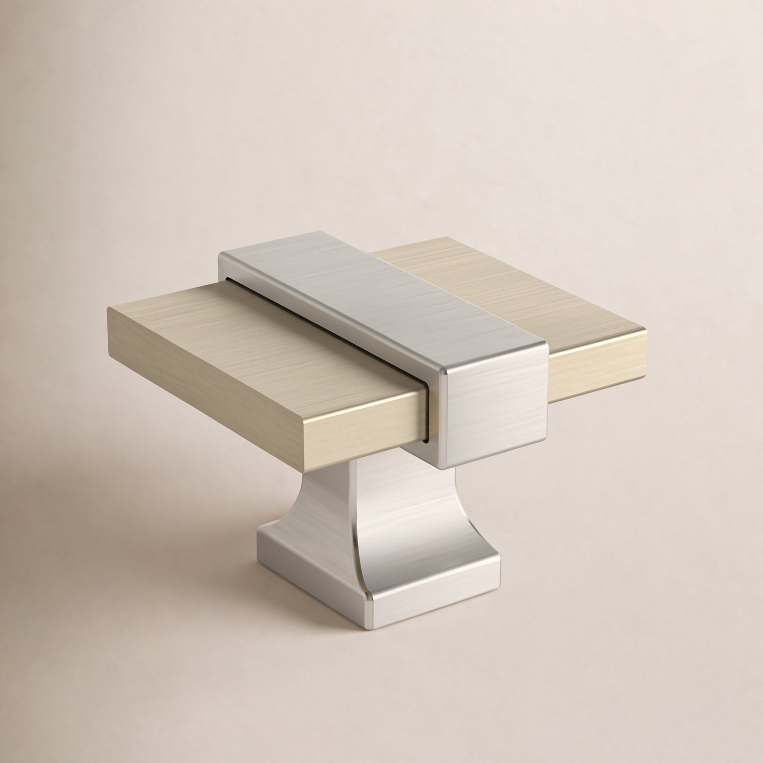 Overton Square Cabinet Knob, Golden Champagne/Satin Nickel