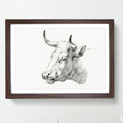 Head of a Cow by Jean Bernard - Picture Frame Drawing Print