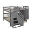 Lit superposé en forme de L avec lit simple simple et lit simple supérieur, 3 tiroirs, bureau portable et garde-robe-1267214388