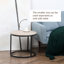 Ensemble de 2 tables gigognes rondes, tables basses empilables grises avec cadre en métal pour le salon-754726714