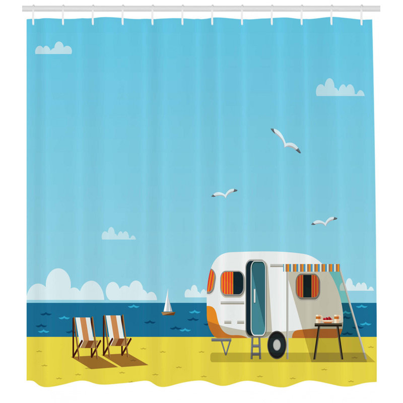 Shower Curtain with Hooks Included, 70" H x 69" W