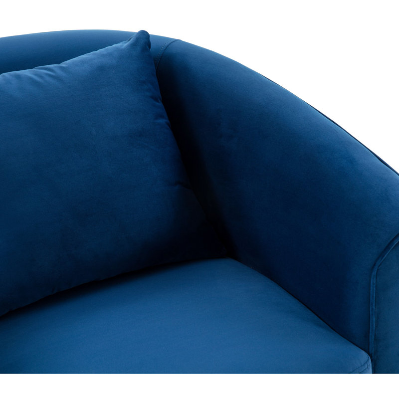 Kataleya Velvet Swivel Barrel Chair, Blue Velvet