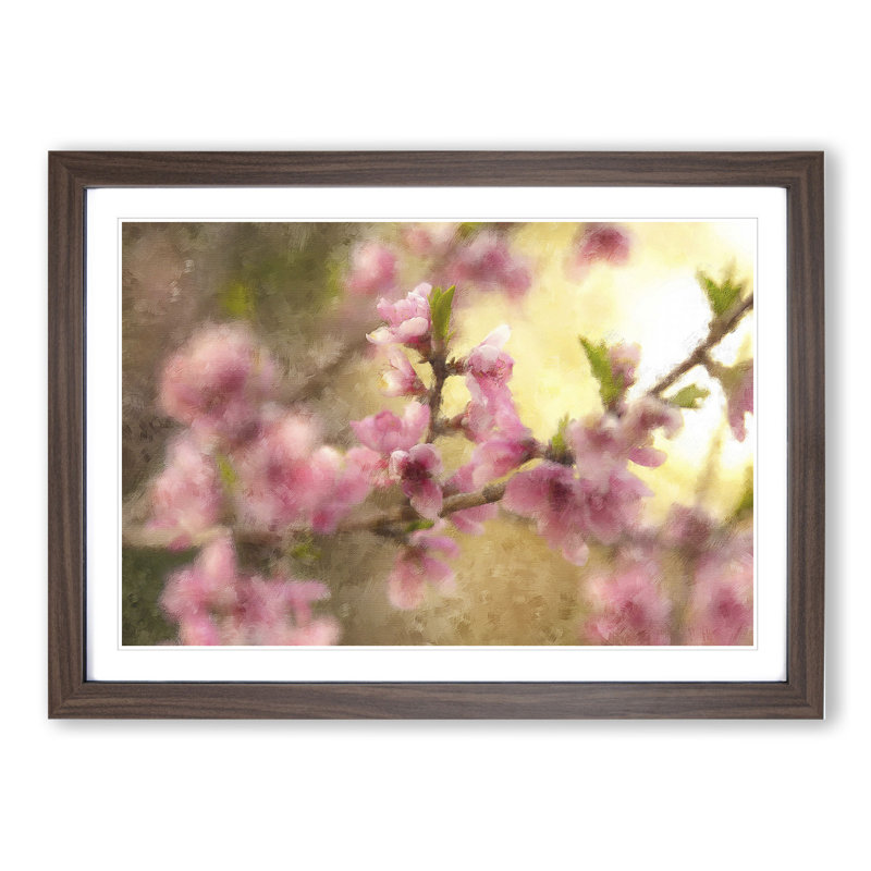 Cherry Blossom Flowers - Framed Print, 36cm H x 48cm W x 2cm D, Walnut Framed