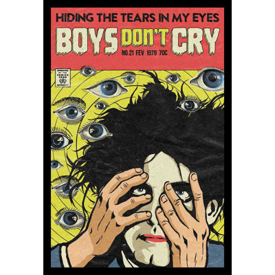«Cure Comic Boy Don't Cry Hiding The Tears», reproduction d'art sur affiche encadrée