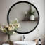 Wood Round Wall Mirror for Bathroom Bedroom Vanity Home Decoration-90860832-90993437