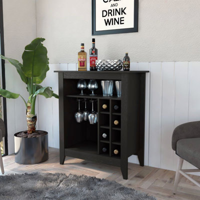 New Canaan 6-Bottle 1-Drawer 1-Shelf Bar Cabinet Black Wengue