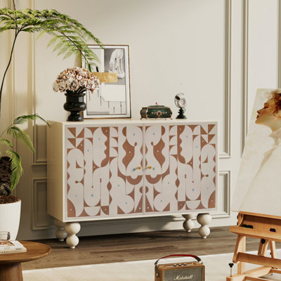Cream-Style Porch Cabinet Solid Wood Accent Cabinet