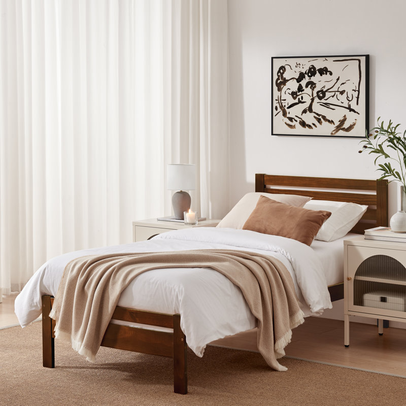 Aichele Solid Wood Bed, Walnut