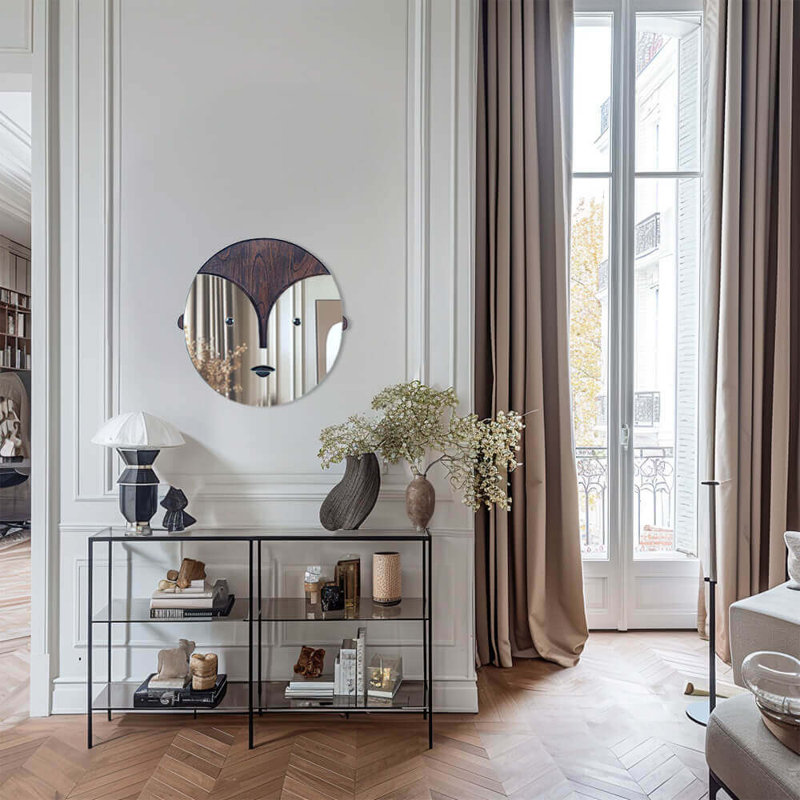 Solid Wood Circle Mirror