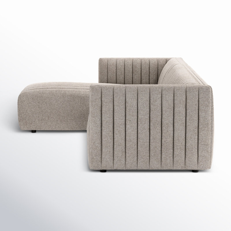 Augustine Chaise Sectional, Left Hand Facing, Orly Natural Velvet, 26" H X 105" W X 64" D
