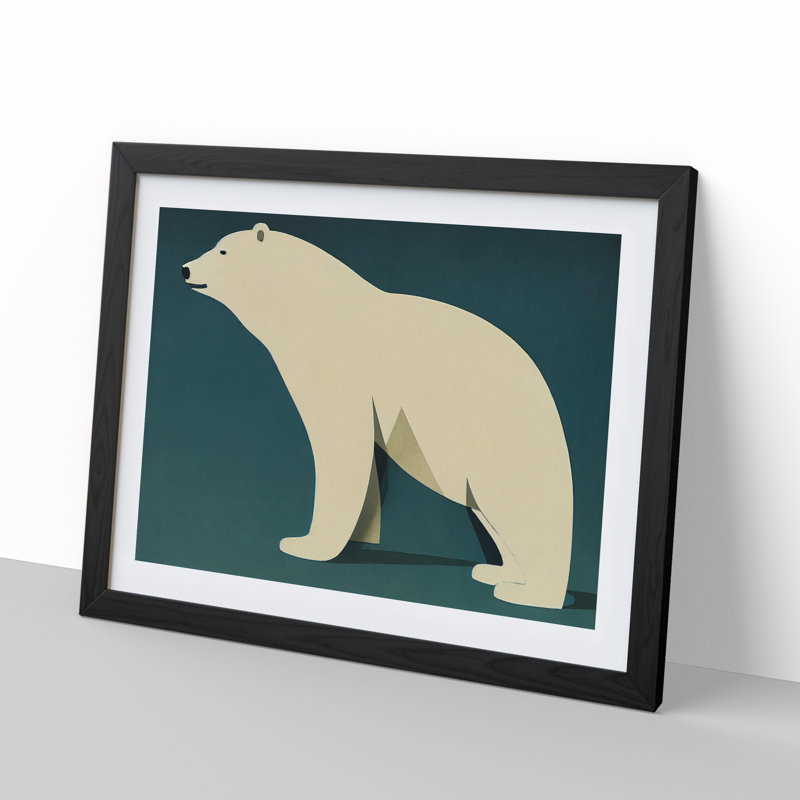 Intriguing Polar Bear Abstract - Single Picture Frame Print, Black, 46cm H x 64cm W x 2cm D