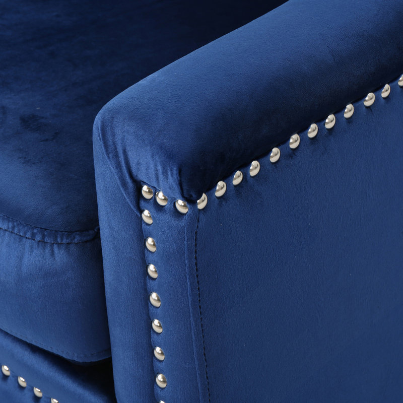 Fauteuil club velours bleu marine