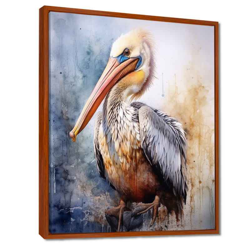 Majestic Pelican I - Imprimé, H 20 po x l 12 po x P 1 po, Cadre flottant brun