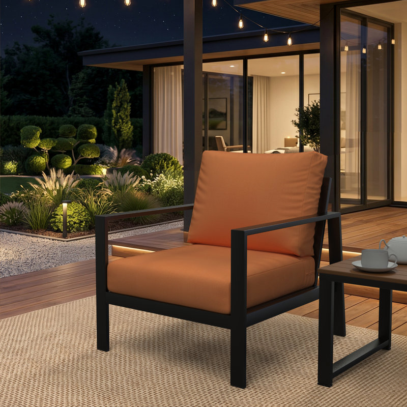 Amala Sunbrella® Outdoor Deep Seating Cushion, Sunbrella® Canvas Tangerine, 25" W x 25.5" D