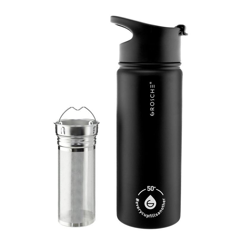Bouteille d'eau GROSCHE Chicago Steel Infusion, Gris anthracite, 16 oz