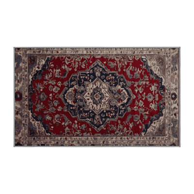 Machine Washable Red Area Rug