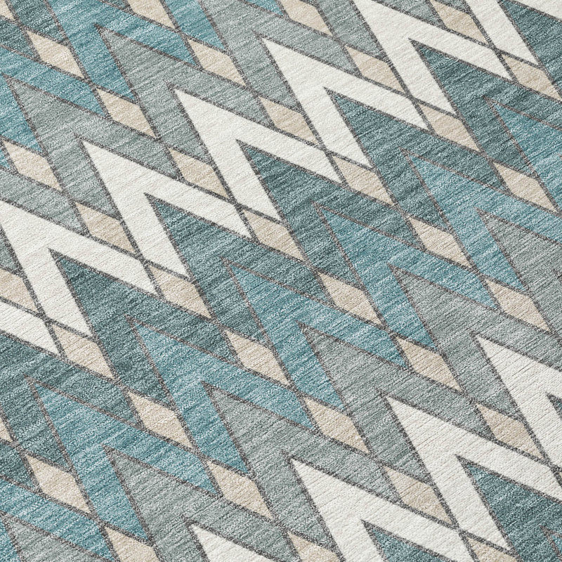 Machine Washable Indoor/Outdoor Chantille ACN2558 Geometric Rug, Teal, 2'6" x 3'10"