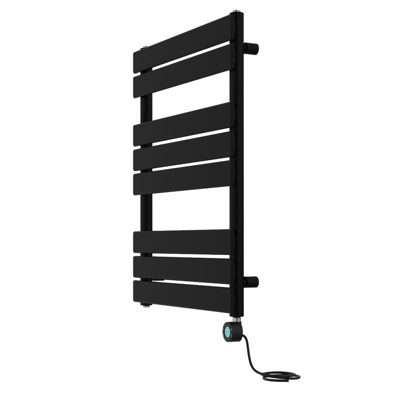 Flat Panel Towel Rail Heated Towel Rails, 80cm H x 60cm W x 6.2cm D, Black