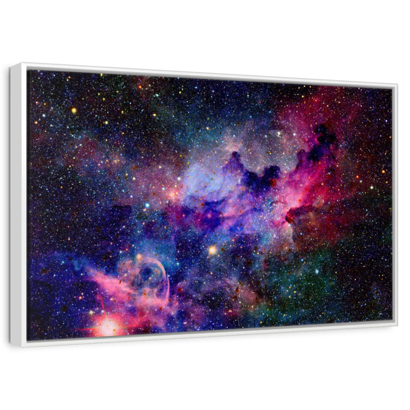 Galaxy Space Nebula, Floating Frame White, 13" X 9"