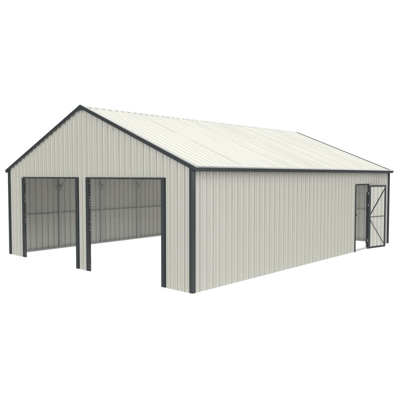 Double Garage Metal Shed With Side Entry Door, 150" H x 300" W x 396" D