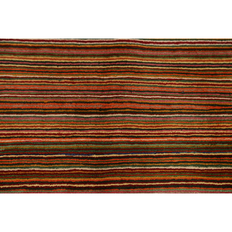 Tapis multicolore en laine noué à la main de conception unique 5 pi 6 po x 7 pi 11 po New Age