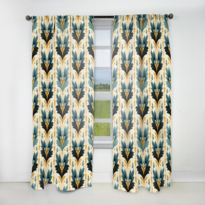 Victorian Elegance - Motif à chevrons émeraude - Rideau à chevrons - Rideau obscurcissant - 1 panneau